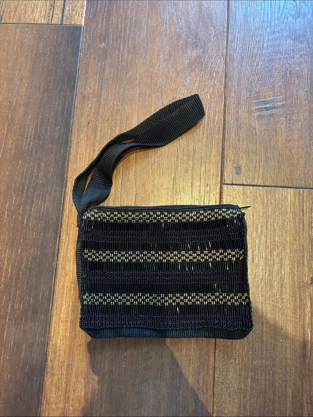 Black Wristlet Pouch with Gold Accent